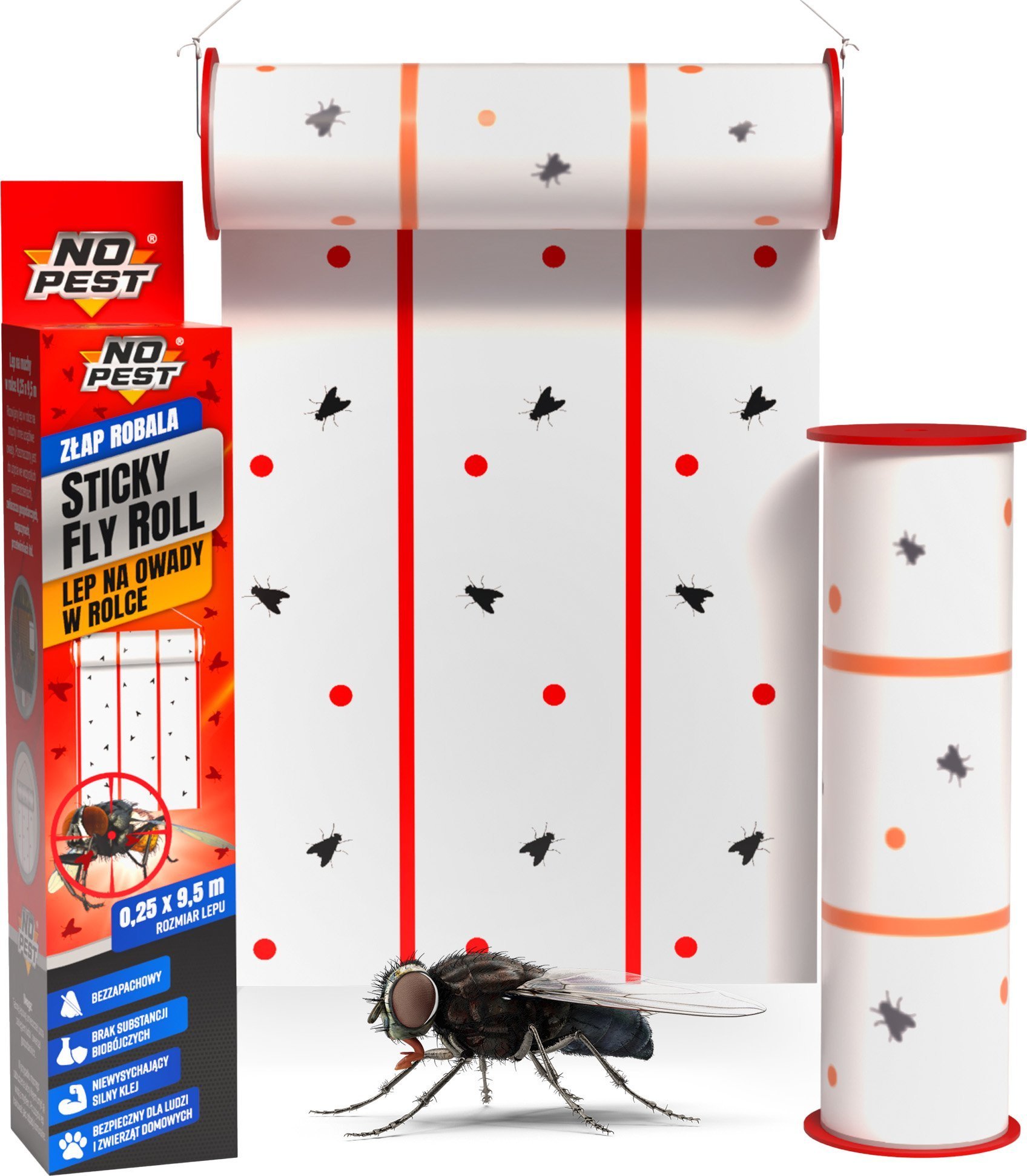 Lep w Rolce Pułapka Lepowa na Muchy Komary Meszki Muszki Osy do Stajni Obory Domu 9,5m "Sticky Fly Roll"