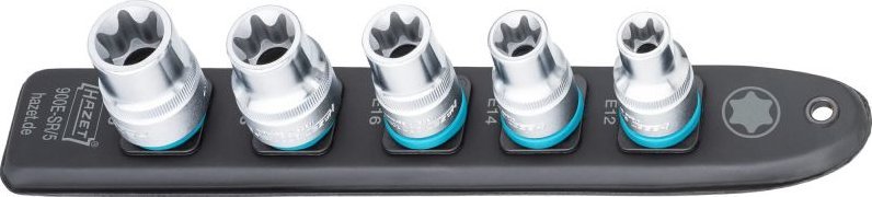 Hazet Hazet SmartRail 1/2 socket set outside TORX, 5 pieces (black, E12 - E20, short)