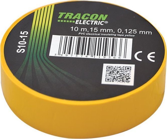 Tracon Electric Taśma izolacyjna 10mx15mm żółta