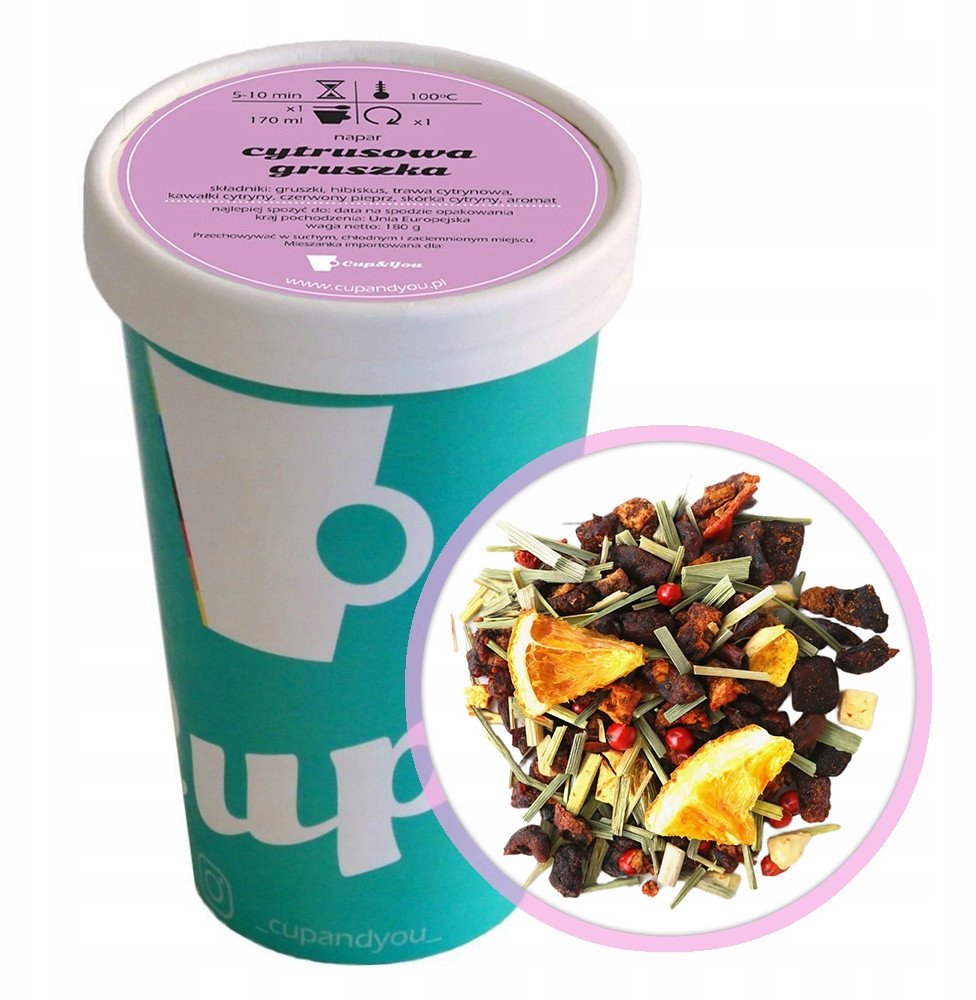 Sypana herbata owocowa CYTRUSOWA GRUSZKA hibiskus 180g napar premium super - herbata liściasta sypana mieszanka napar susz