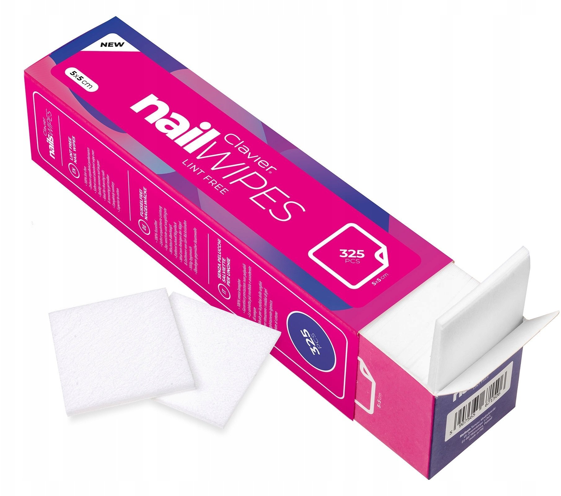 CLAVIER_Nail Wipes waciki do paznokci bezpyłowe 325szt