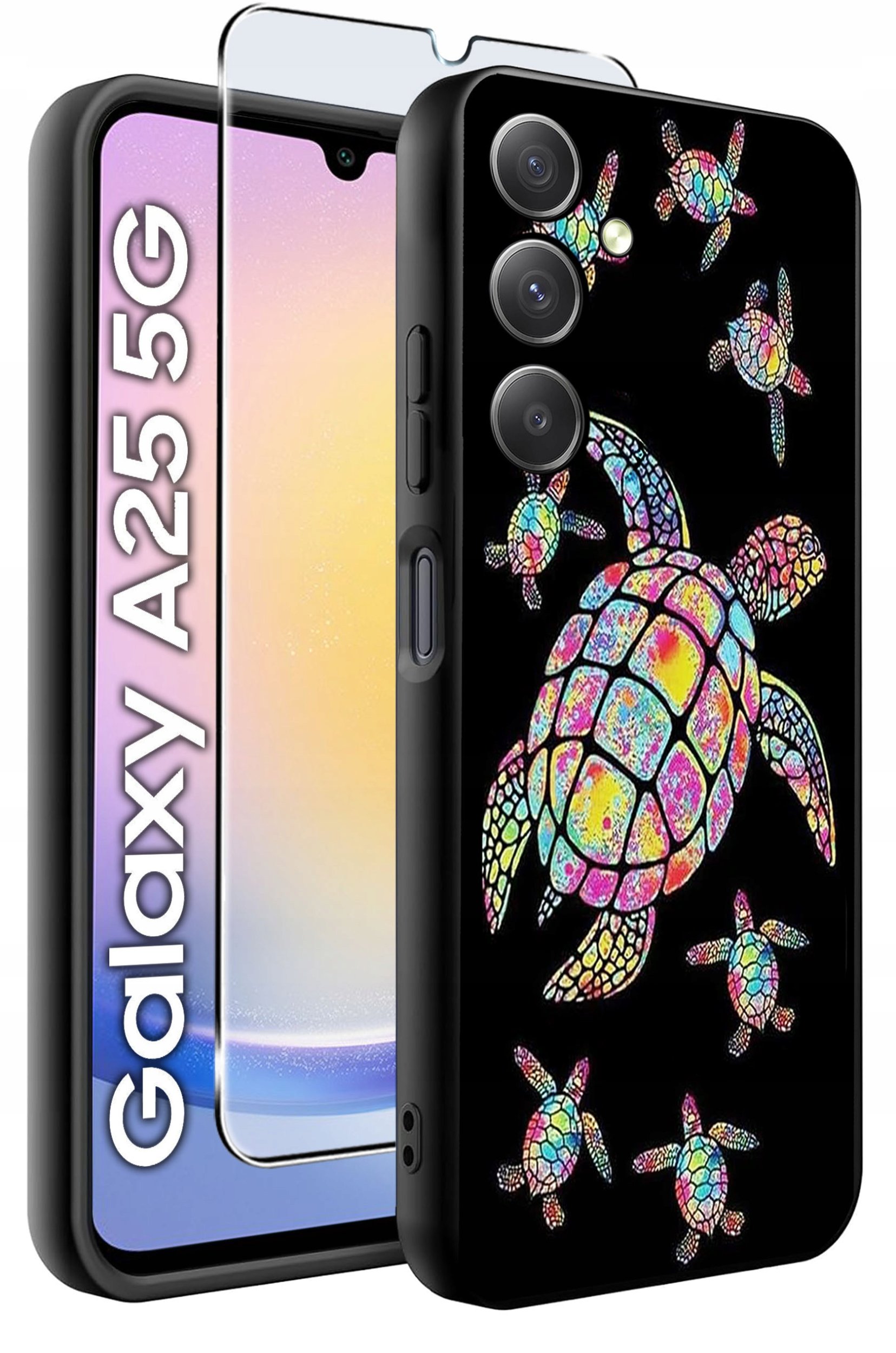 ETUI do Samsung A25 5G WZORY | SILIKONOWE MATT CASE + SZKŁO HARTOWANE 9H