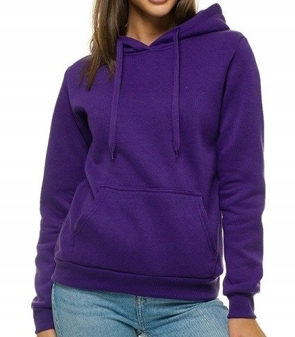 Damska bluza dresowa kangurka z kapturem L fiolet