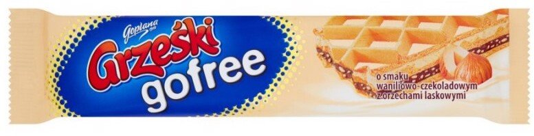 Grześki gofree Wafel przekładany kremem o smaku waniliowo-czekoladowym z orzechami laskowymi 33 g