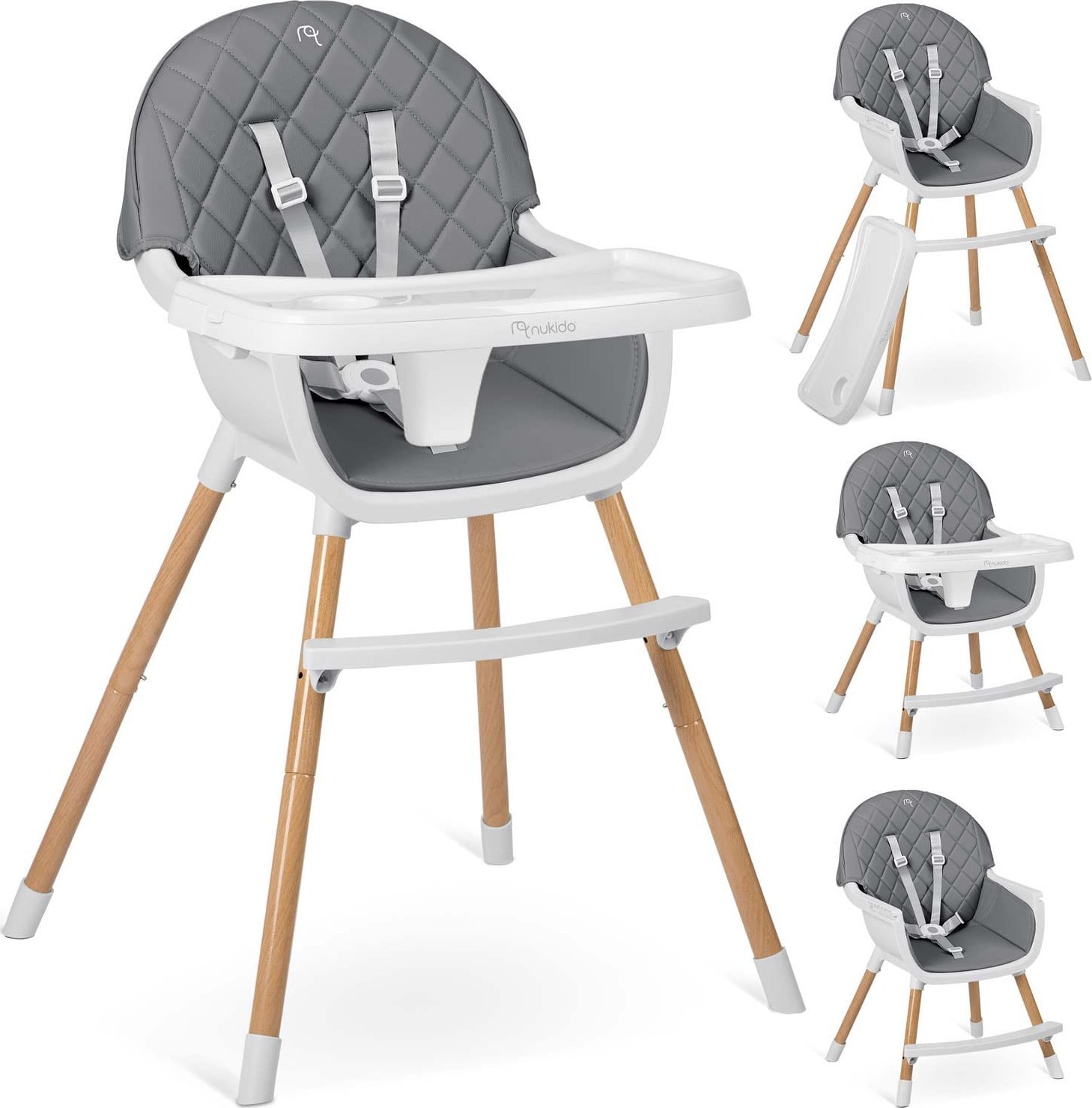 Krzesełko do karmienia Nukido Lilo szare