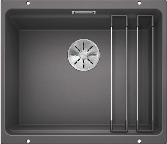Zlewozmywak Blanco Etagon 500-U Silgranit szarość skały z korkiem InFino + szyny (522228)