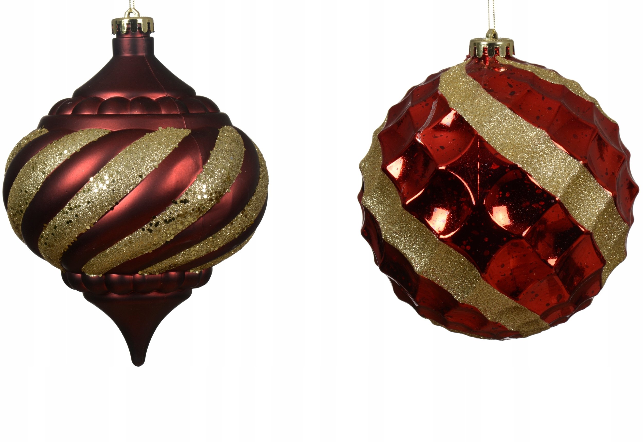 Bombka choinkowa plastikowa dekorowana czerwona duża XXL 15cm 1szt