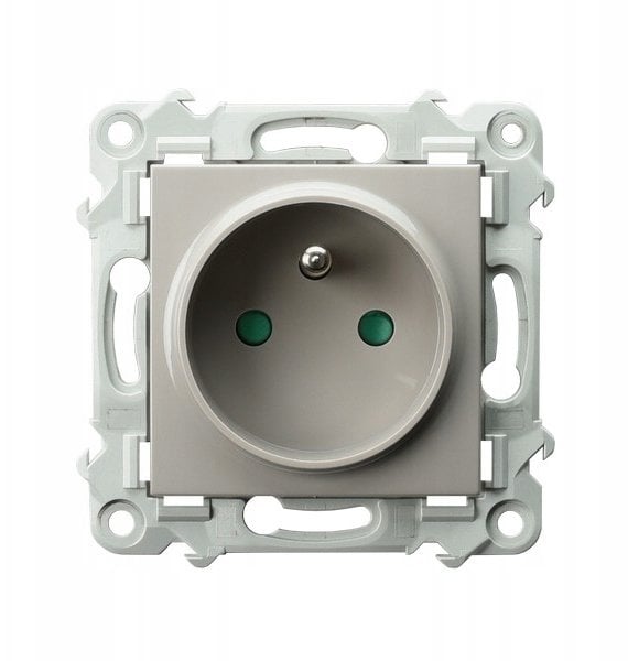 Ospel Gniazdo pojedyncze z uziemieniem z przesłonami torów prądowych kaszmirowy beż GP-1ZZP/m/83