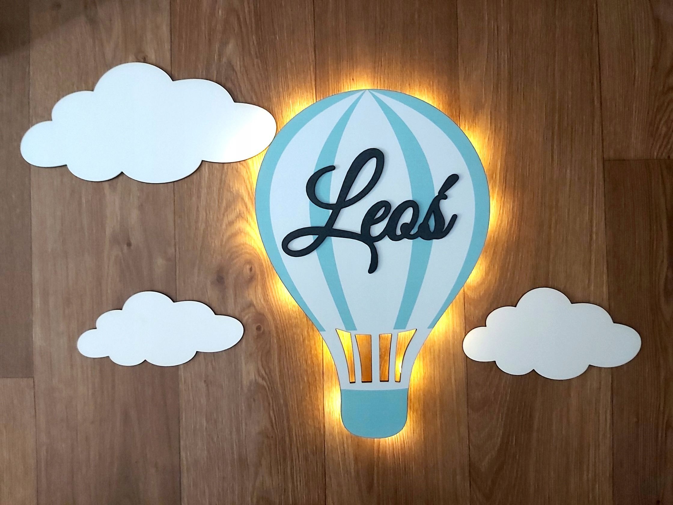 naSciane Lampka nocna LED balon chmurka z imieniem Miętowa