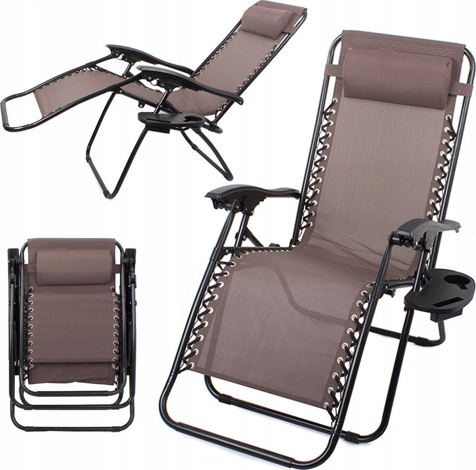 Verk LEŻAK OGRODOWY FOTEL PLAŻOWY SKŁADANY GRAVITY ZERO