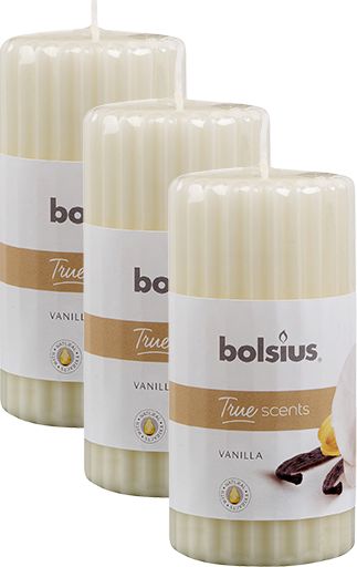 Bolsius Świeca pieńkowa walec BOLSIUS True Scents 33H 12CM 3szt. WANILIA