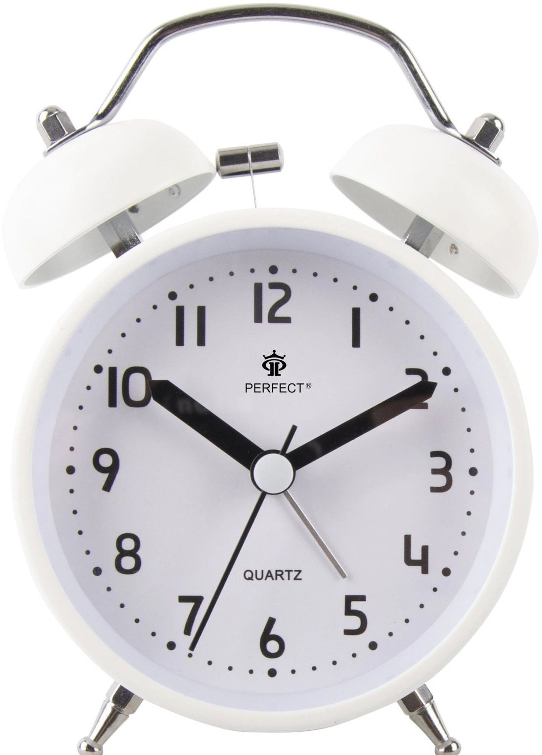 Perfect Budzik PT525-1320-2 biały 8 cm podświetlenie cichy chód