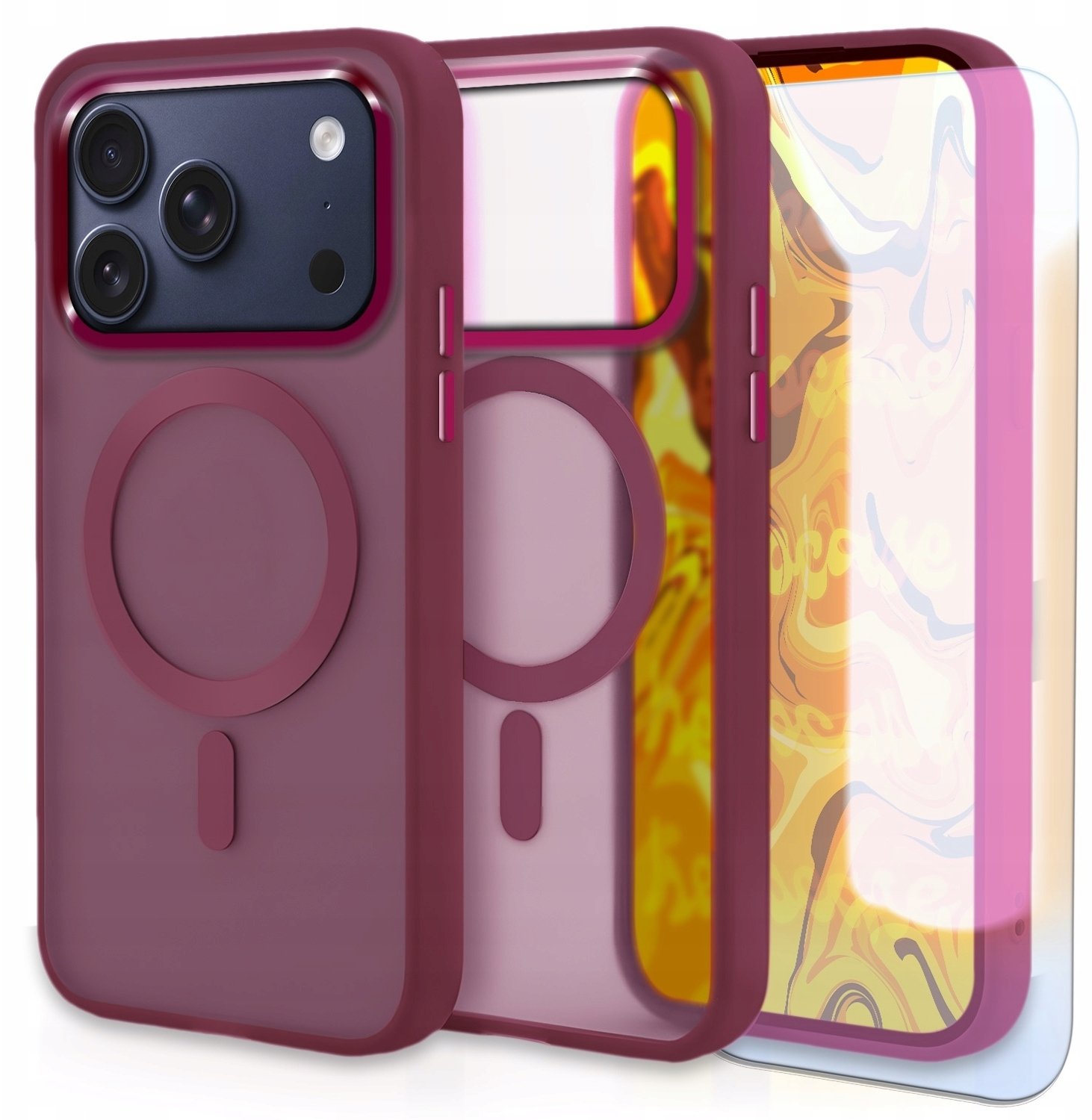 Hello Case Etui Do Magsafe do iPhone 17 Pro Max (Czerwony, Pancerny, Matowy) Szkło