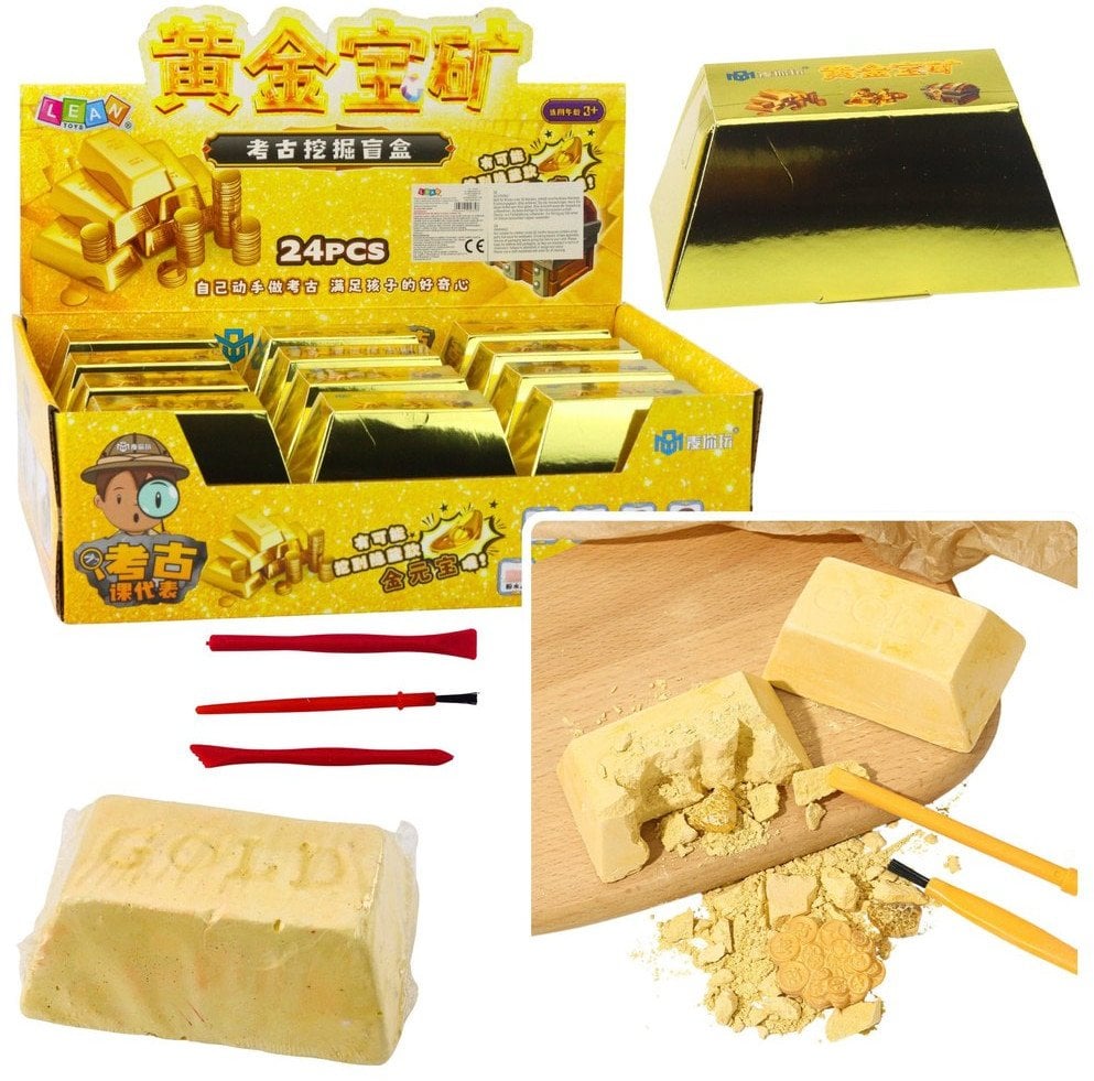 Wykopaliska Sztabka Złota Zestaw Archeologiczny Kamienie Narzędzia LEAN TOYS