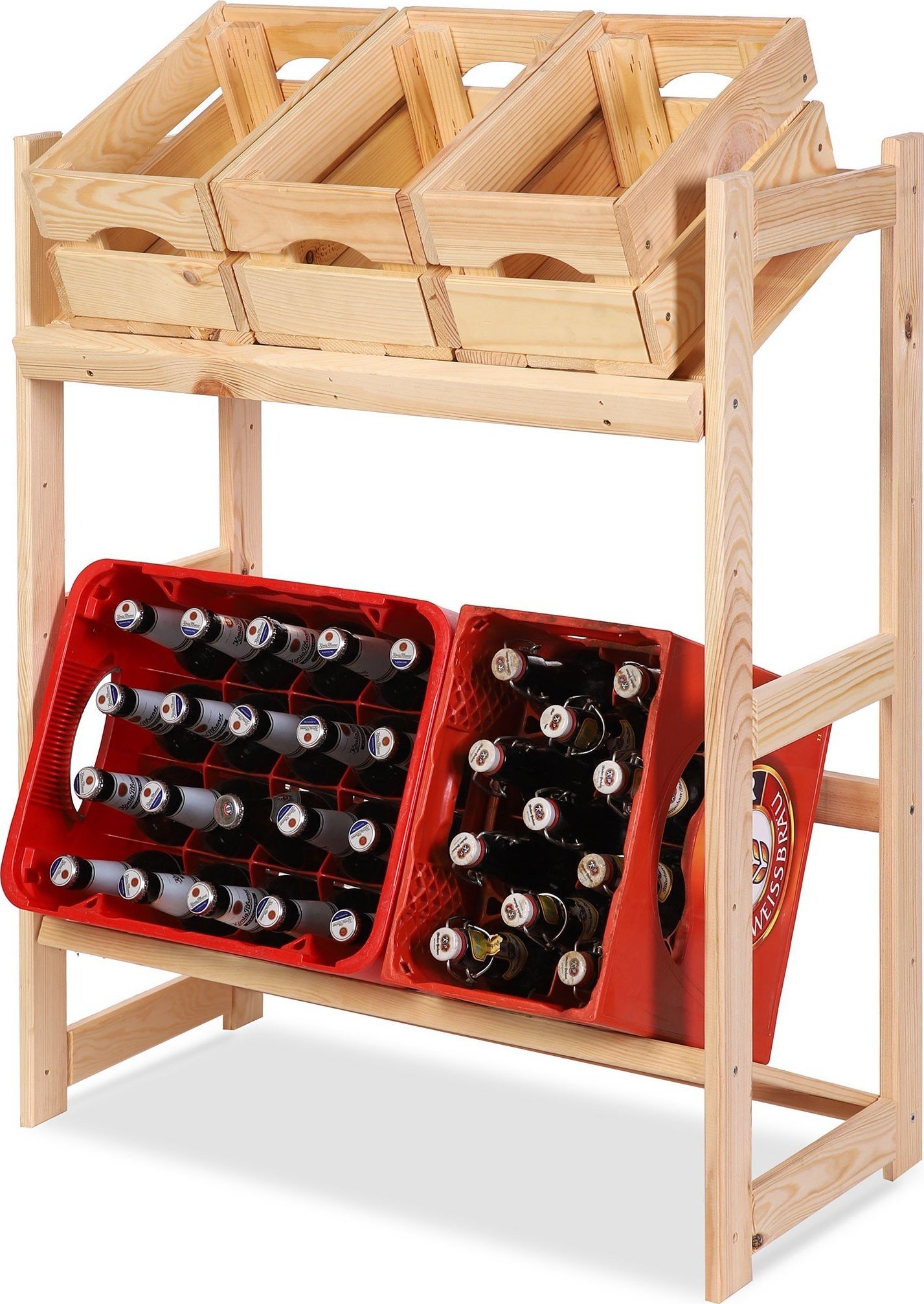 Wamar-Sosenka Regał drewniany na skrzynki LSR 2 półki na skrzynie Naturalny Półki na skrzynki 2 szt Drewno sosnowe