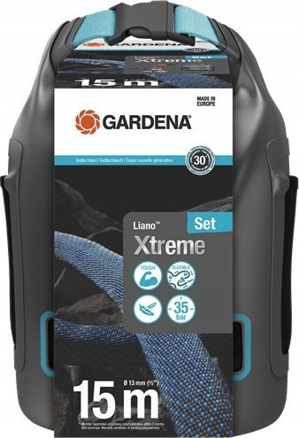 Gardena Gardena Textile Hose Liano Xtreme 1/2, 15 meter set (dark grey/orange, model 2023, incl. cleaning nozzle, 2 tap connectors)