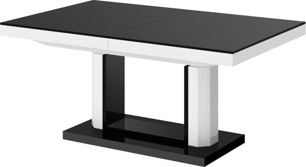 Hubertus Ława QUADRO LUX 120(170)x75 czarny połysk/biały połysk rozkładana