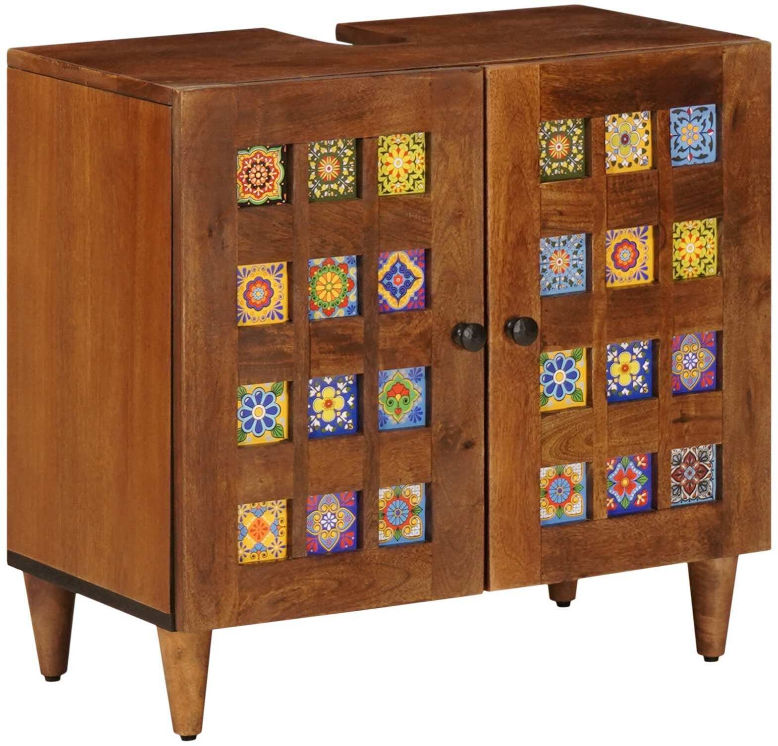 vidaXL Szafka pod umywalkę z drzwiami orzechowymi 62 x 33 x 58 cm