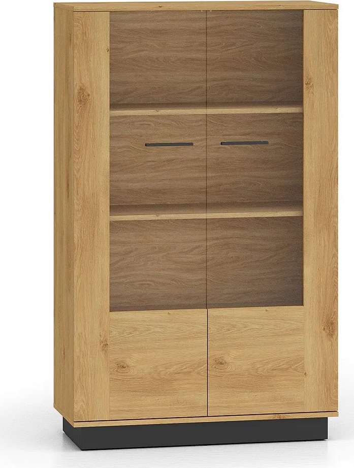 Witryna niska BRONX 2D 92cm dąb/czarna ML MEBLE