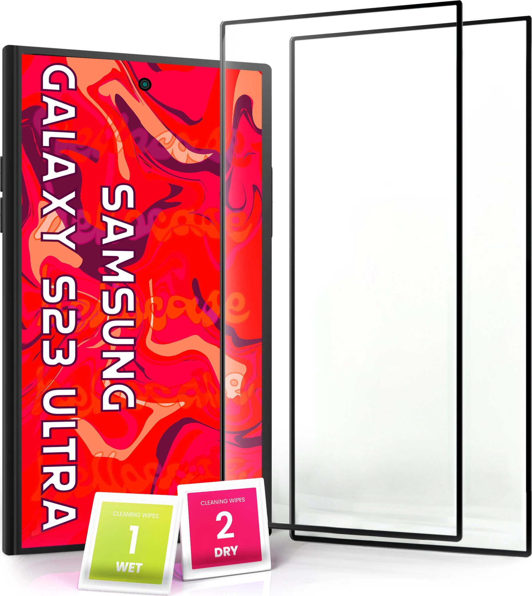 Hello Case 2-pak Szkło Hartowane do Samsung Galaxy S23 ULTRA Pełne Na cały ekran 5D 9H