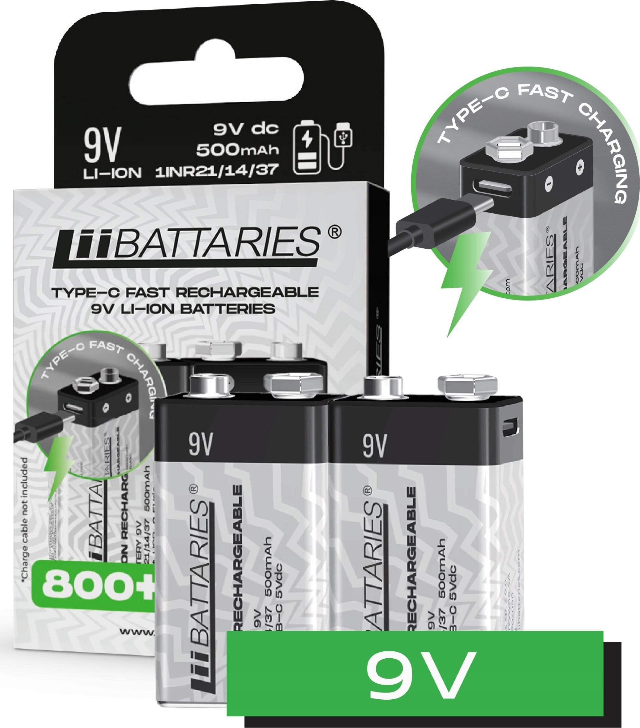 LIIBATTARIES AKUMULATORY LI-ON TYPU 9V 2szt