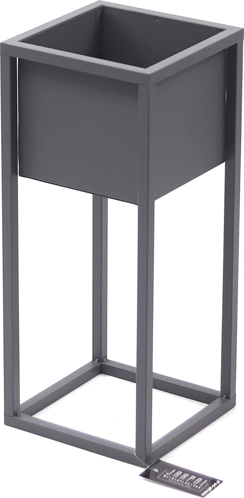Jakpoldesign Kwietnik Metalowy Stojak CUBO 50cm szary skrzynka loft 05-03/S