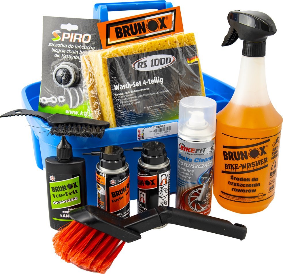 Brunox Zestaw Brunox do czyszczenia i smarowania roweru, 13w1 + pojemnik