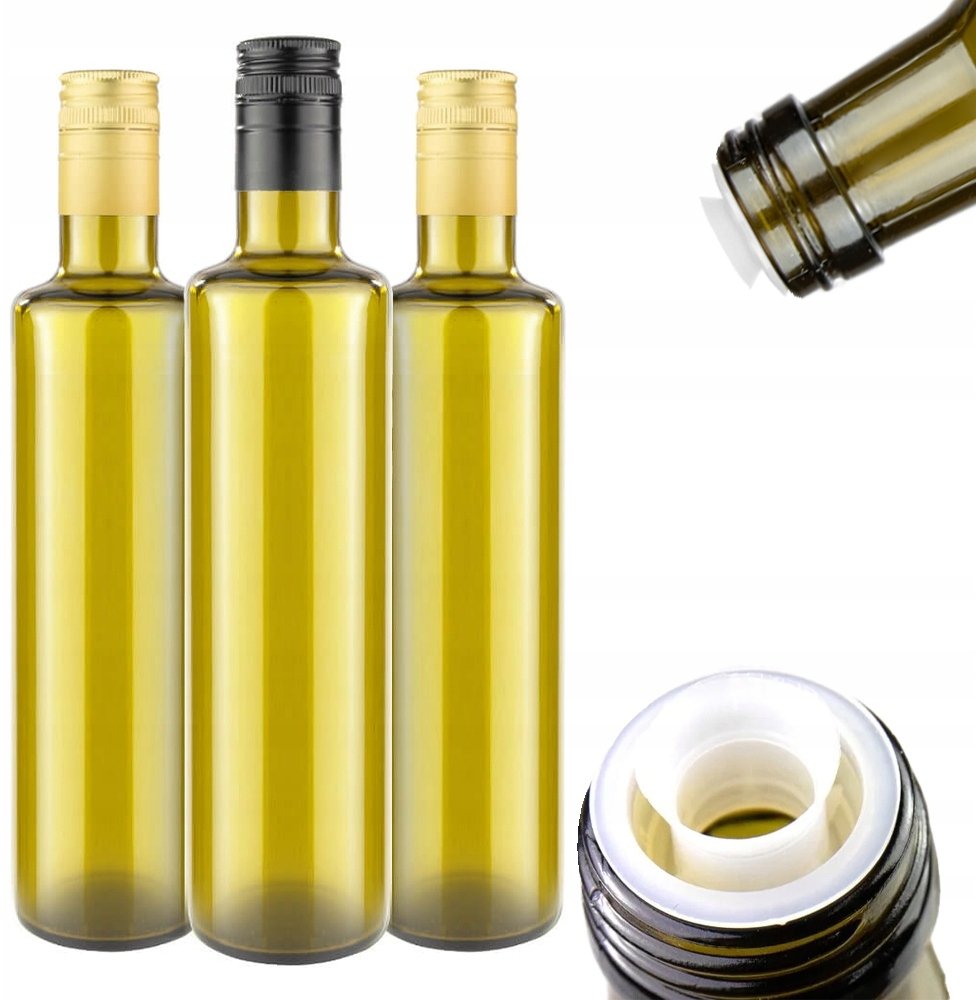 10x Butelki DORICA OLIWKOWA 500ml na oliwę z DOZOWNIKIEM