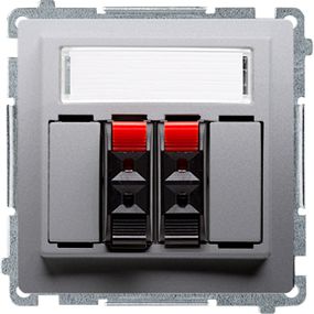 Kontakt-Simon Gniazdo głośnikowe podwójne z polem opisowym inox (BMGL3.01/21)