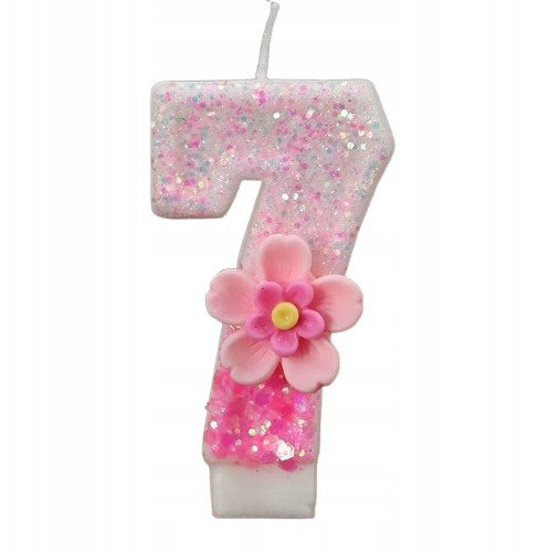 Świeczka Urodzinowa Na Tort / KWIATUSZEK / Świeczki na Urodziny / CYFRA 7