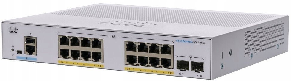 Cisco Cisco switch CBS350-16P-E-2G, 16xGbE RJ45, 2xSFP, fanless, PoE+, 120W - REFRESH