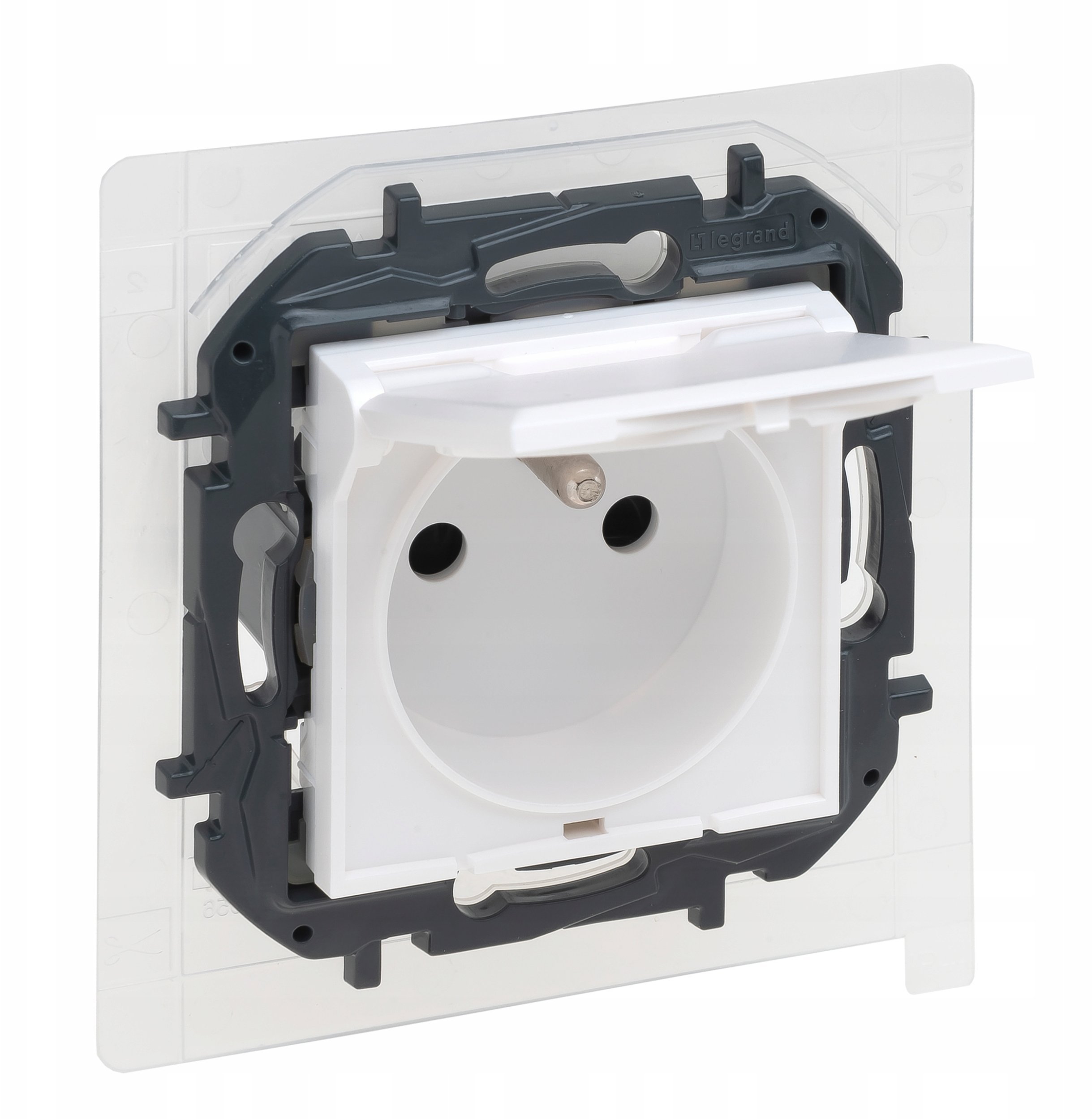 Niloe Step Gniazdo 2p+z IP44, zaciski automatyczne, z przesłoną - kolor biały 863136B