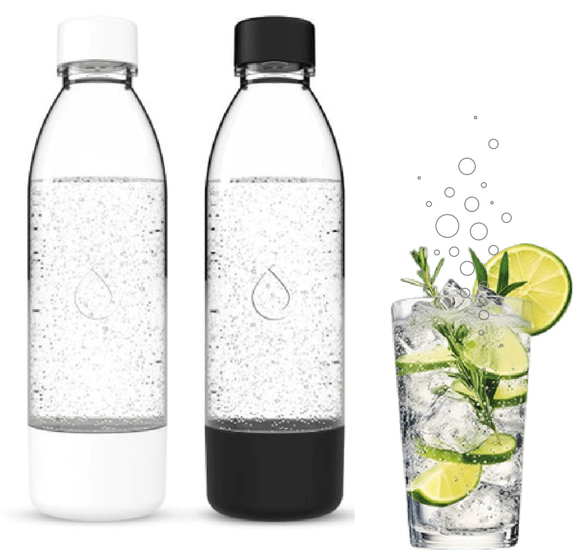 PushAir 2 Butelki do saturatora Dafi 0,7 l czarna i biała