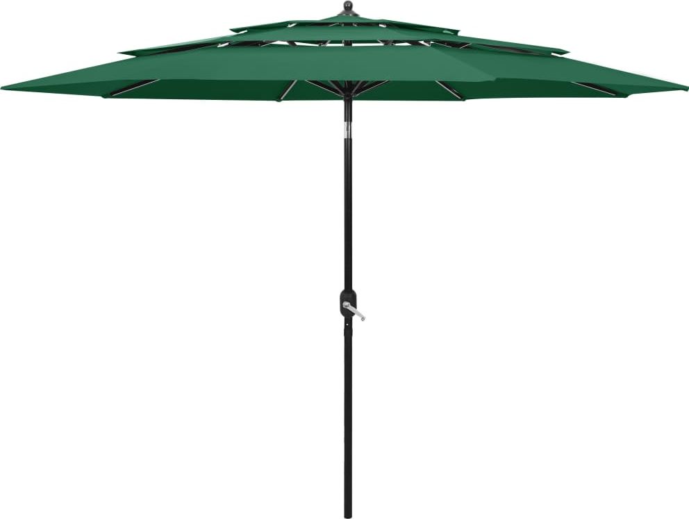 vidaXL 3-poziomowy parasol na aluminiowym słupku, zielony, 3 m