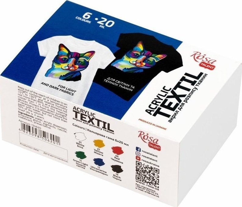 Farby do tkanin 20ml 6 kolorów