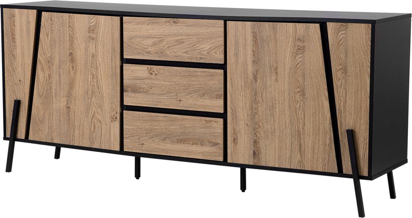 Beliani Komoda jasne drewno z czarnym BLACKPOOL