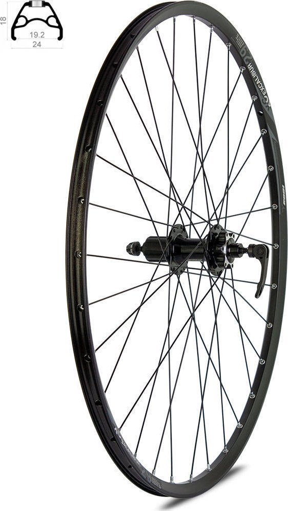 XMX Koło tylne Rodi Excalibur XC 26", kaseta 8-10 rzędów, hamulec tarczowy, łożyska maszynowe - Czarne Uniwersalny