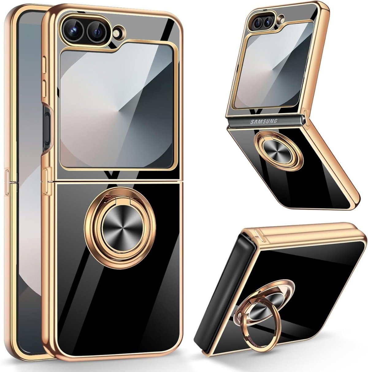 Etui Supero TPU Plating Ring Shine do Galaxy Z Flip 6 5G, czarne