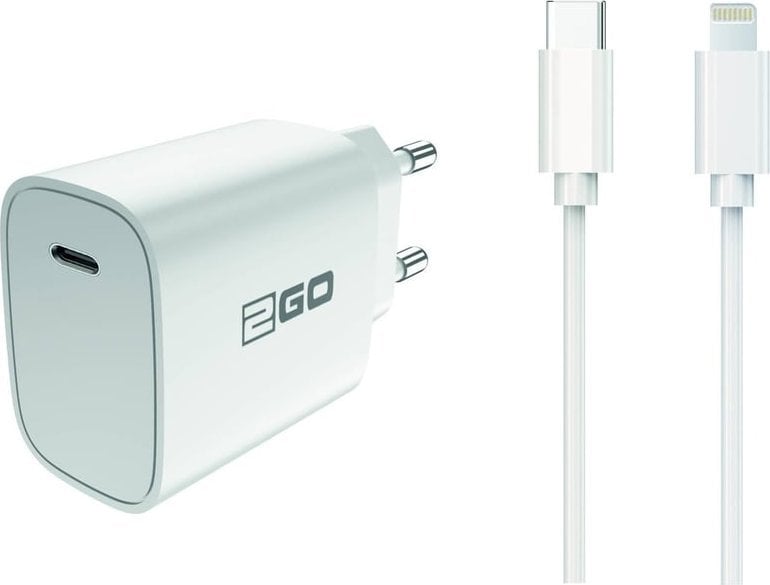 Ładowarka 2GO 2GO Ladegerät 20W 1x USB-C inkl. Kabel USB-C auf lightn.weiß