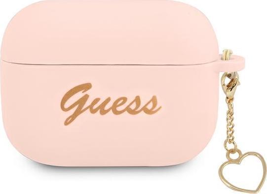 Guess Etui ładujące Silicone Charm Heart Collection do AirPods Pro różowe
