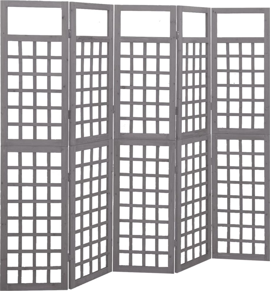 vidaXL Parawan pokojowy 5-panelowy/trejaż, drewno jodłowe, 201,5x180cm