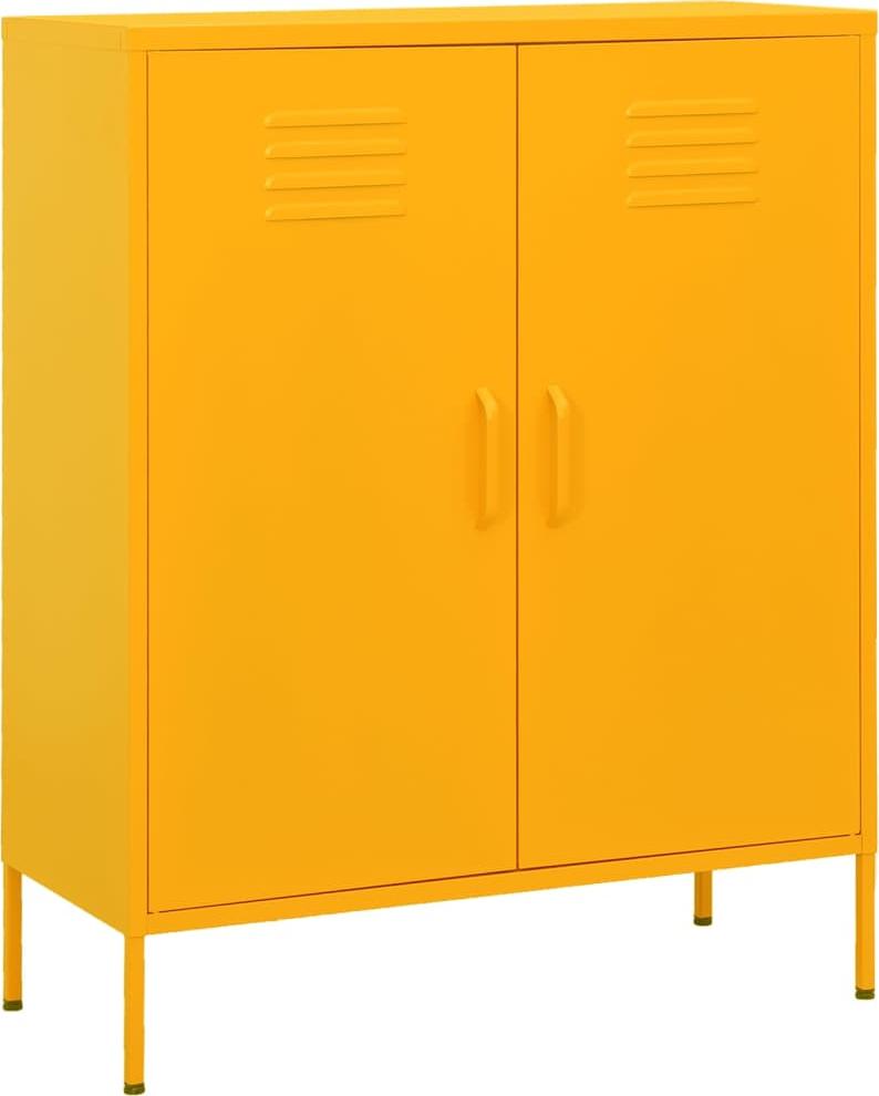 vidaXL Szafka, musztardowa, 80x35x101,5 cm, stalowa