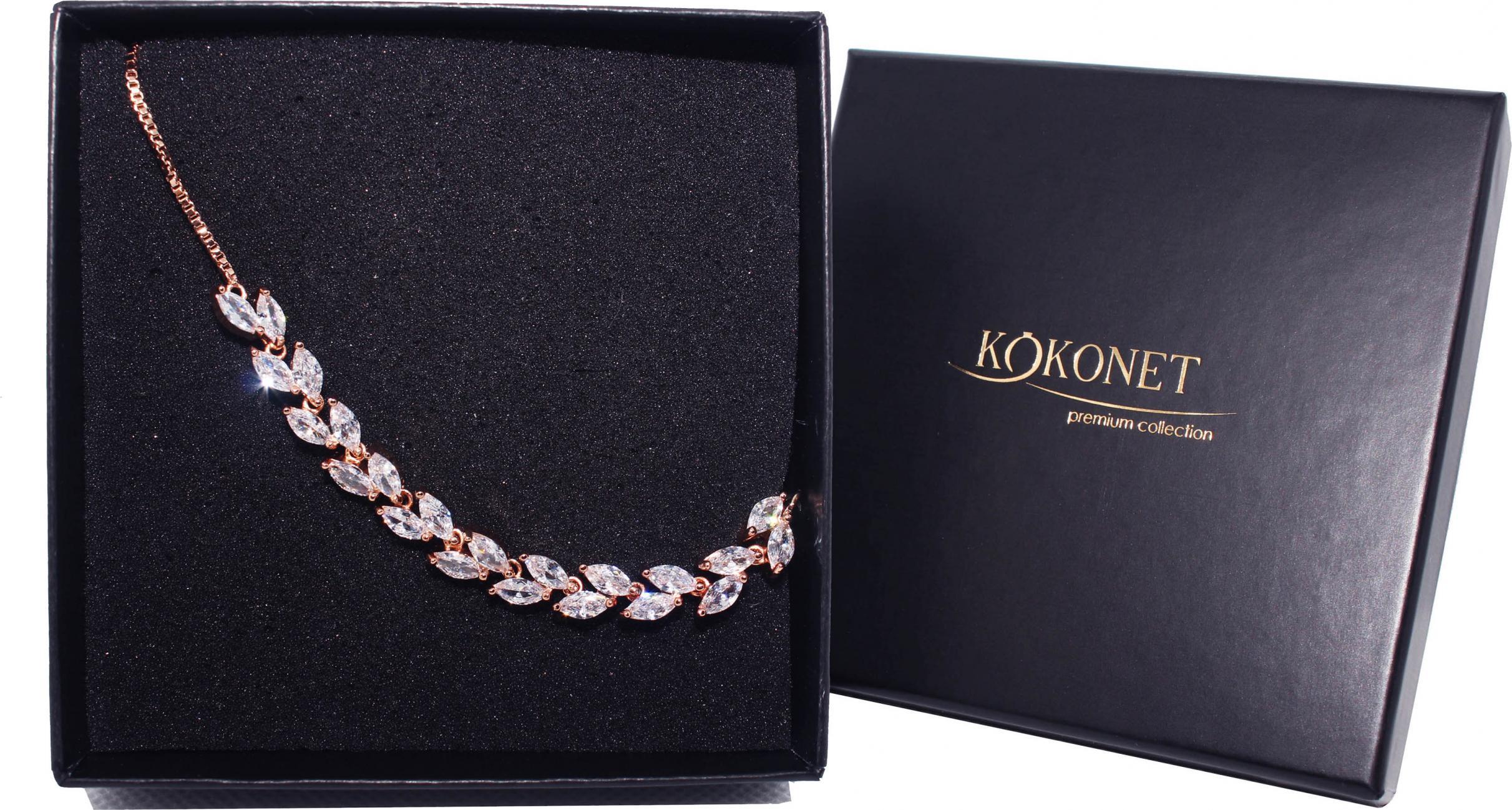 KOKONET BRANSOLETKA regulowana z listkami ŚLUBNA rose gold