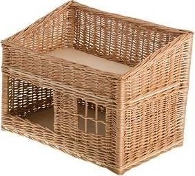 WickerPL RUBY DOMEK WIKLINOWY DLA KOTA PIĘTROWE LEGOWISKO DLA ZWIERZĄT Z PODUSZKAMI 56X36 H32/42 CM