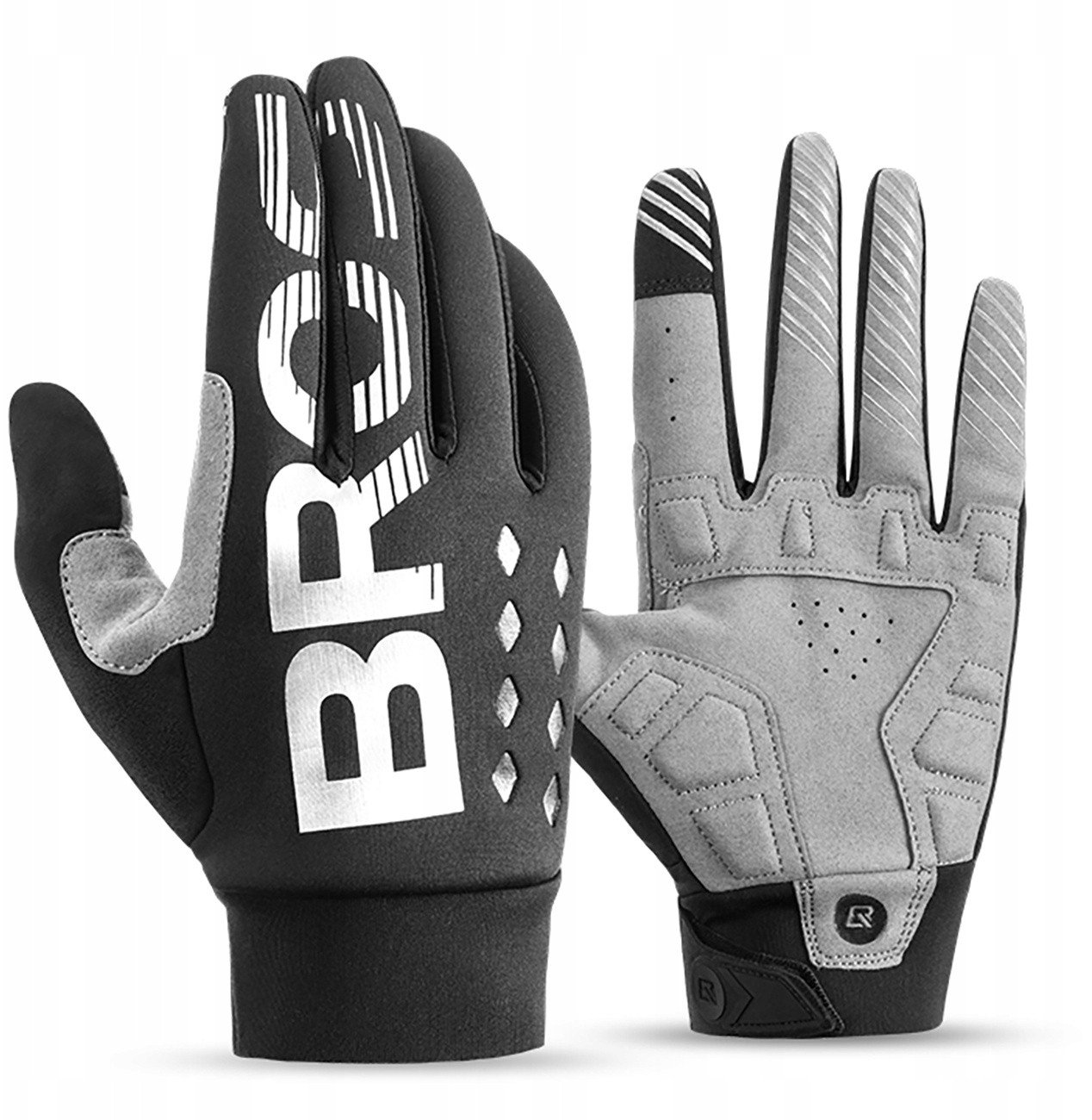 Rękawiczki rowerowe Rockbros ocieplane, długie, rozmiar: L - czarno-szare