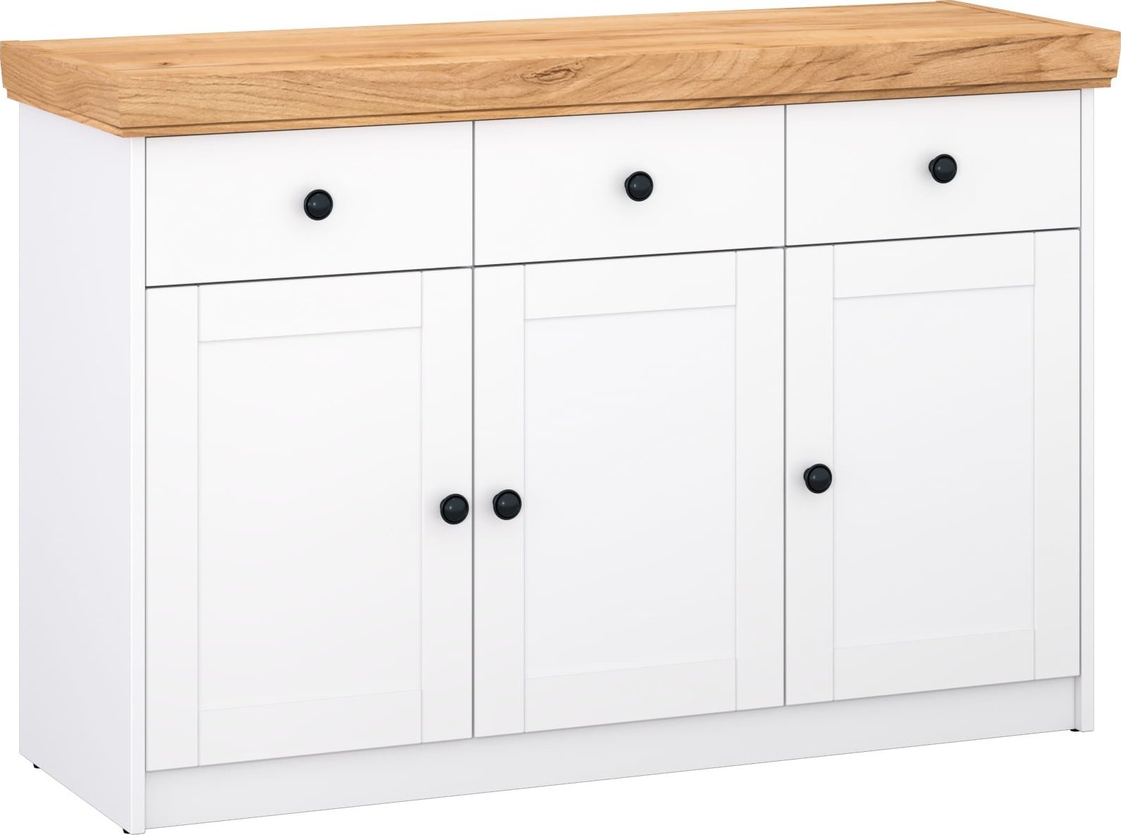 Komoda pojemna 3 drzwi 3 szuflady /dąb salon (kolor biały)