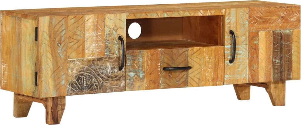 vidaXL Ręcznie rzeźbiona szafka pod TV, 120x30x40 cm, drewno odzyskane