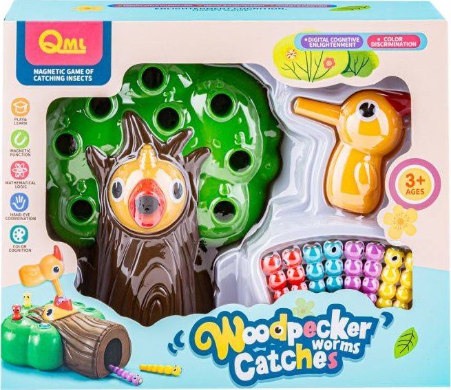 Gra zręcznościowa, Magnetyczny Dzięcioł I Robaczki - DRZEWKO Złap Robaczka NOWA WERSJA
