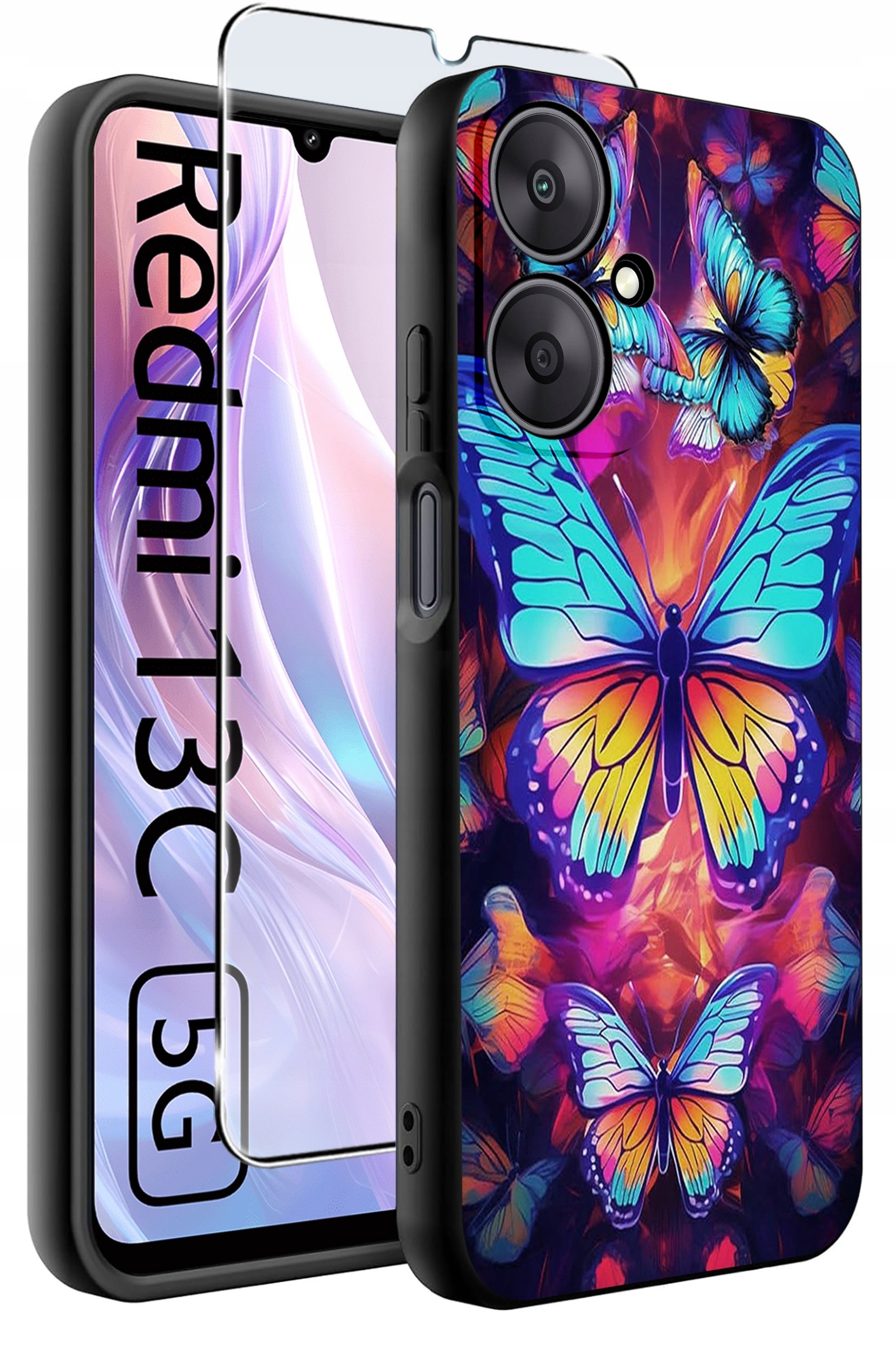 ETUI do Xiaomi Redmi 13C 5G WZORY |SILIKONOWE MATT CASE +SZKŁO HARTOWANE 9H