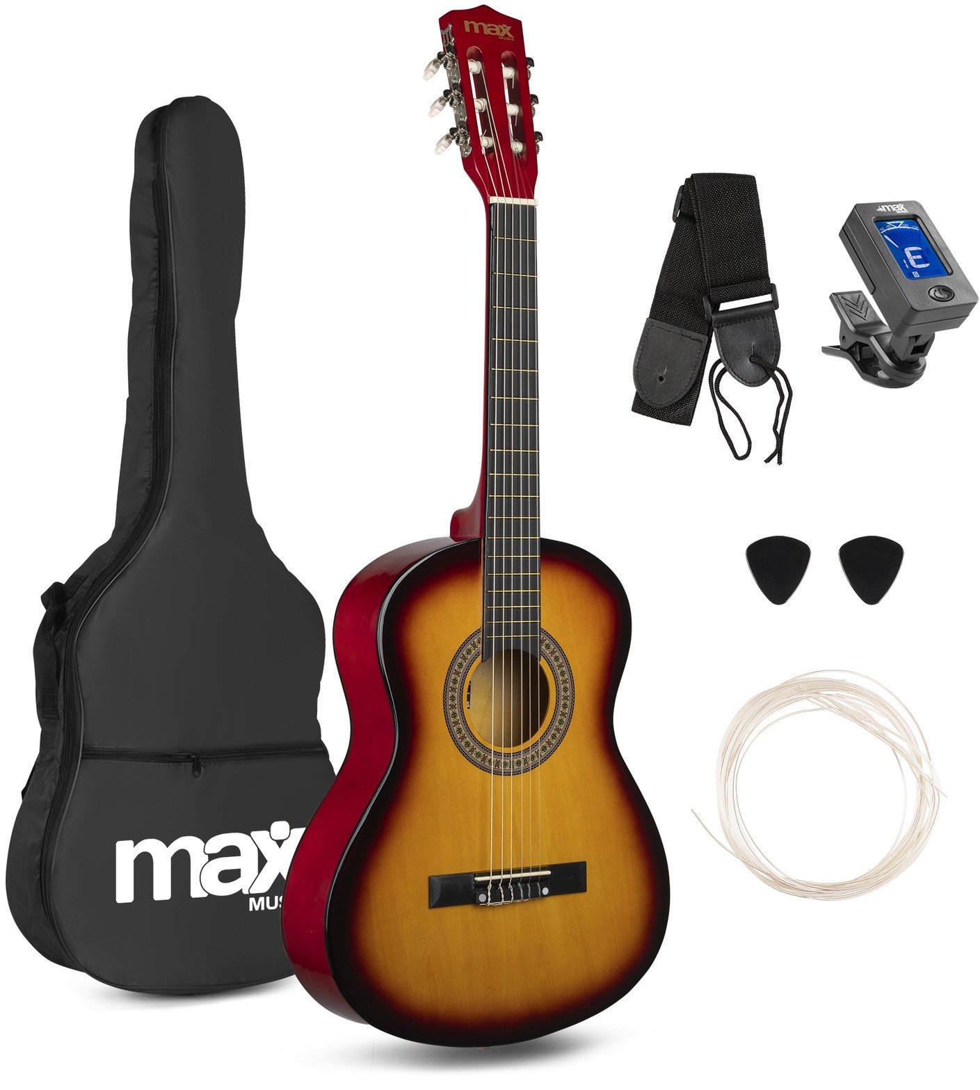 Gitara klasyczna 3/4 dla dziecka młodzieżowa SoloArt Max sunburst+ akcesoria one size